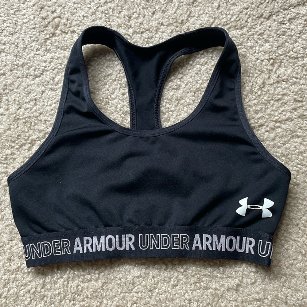Under armour, black sports bra, kids